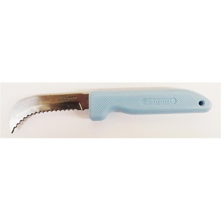GARDENCARE Blue Handle Harvest Utility Knife 3 in Stainless Deep Serration GA604900
